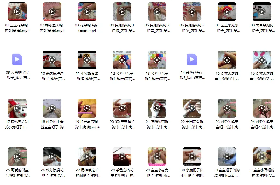 毛衣、帽子、手套、围巾及鞋子钩针编织练习实例目录