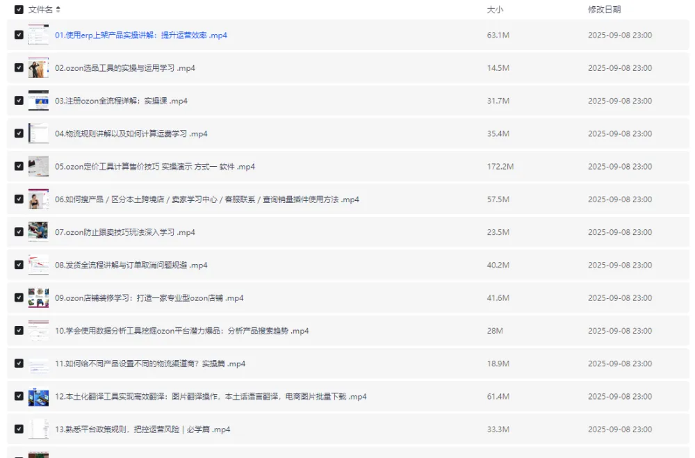 Ozon跨境电商全套学习课程
