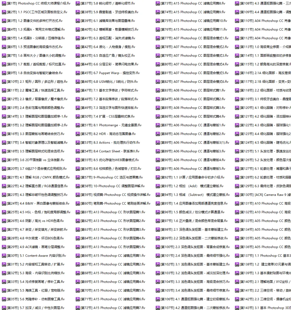 Photoshop CC终极大师巅峰培训课程(181节)