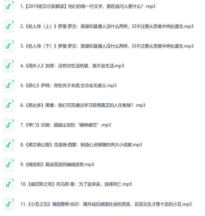 喜马拉雅《经典诺贝尔文学奖作品45本》精讲有声书