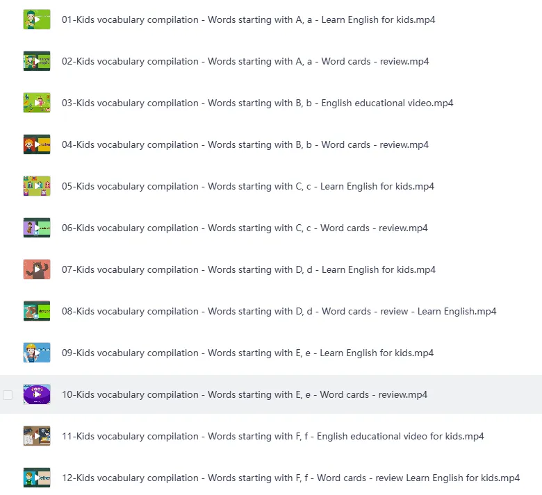 88集儿童英语单词动画片（超1000单词）