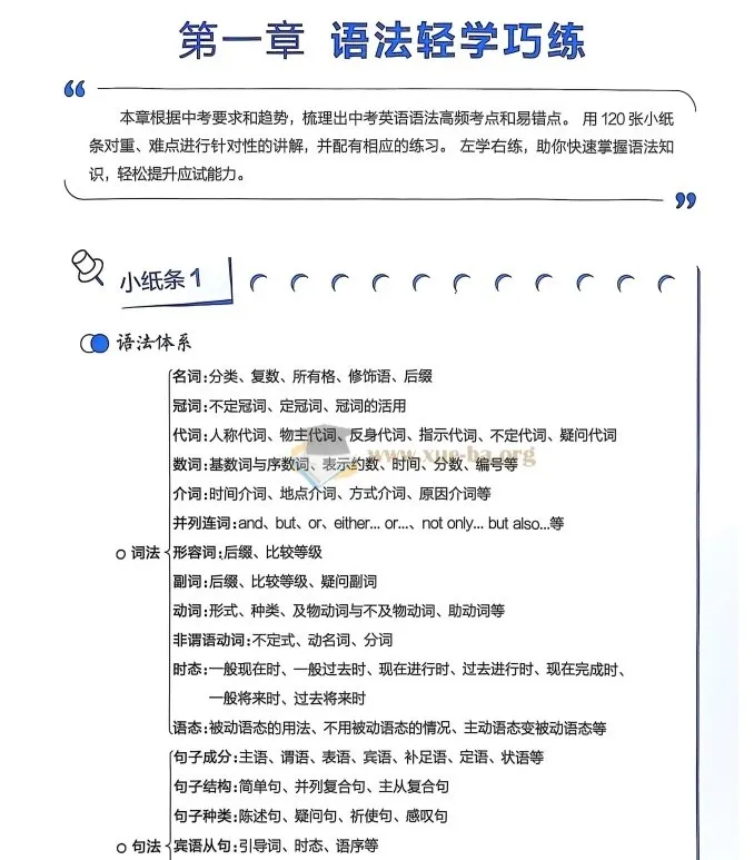 初中星火英语中考语法120张小纸条