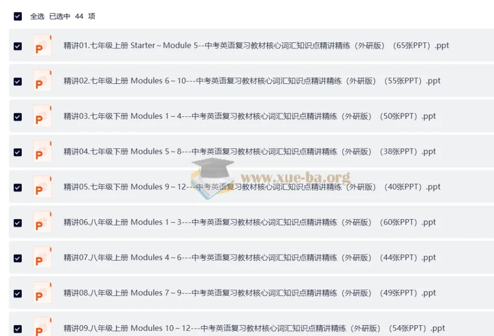 中考英语外研版核心词汇知识点精讲精练
