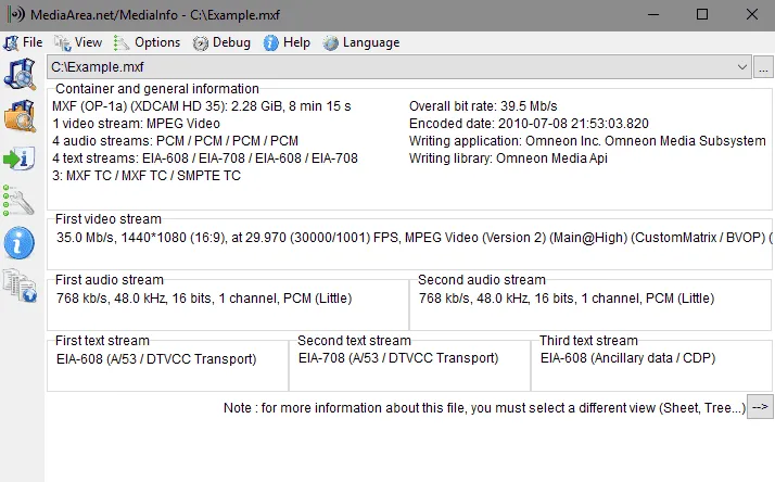 视频媒体信息检测工具MediaInfo