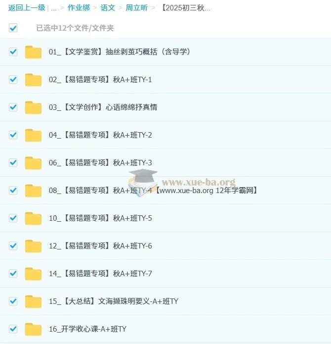 周立昕初三中考语文秋上人文创作自主学习TY·A+（4期）课程