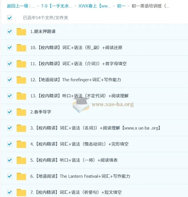 杜德红初一英语春季上学期全国版A+培训班含讲义练习