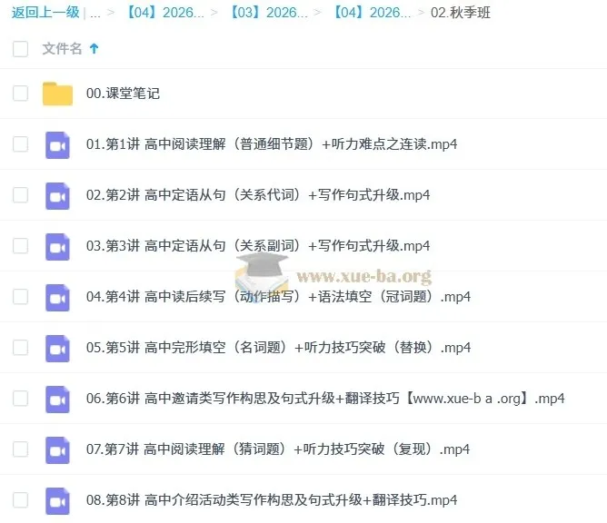 张亮高一英语一轮提升秋季班课程