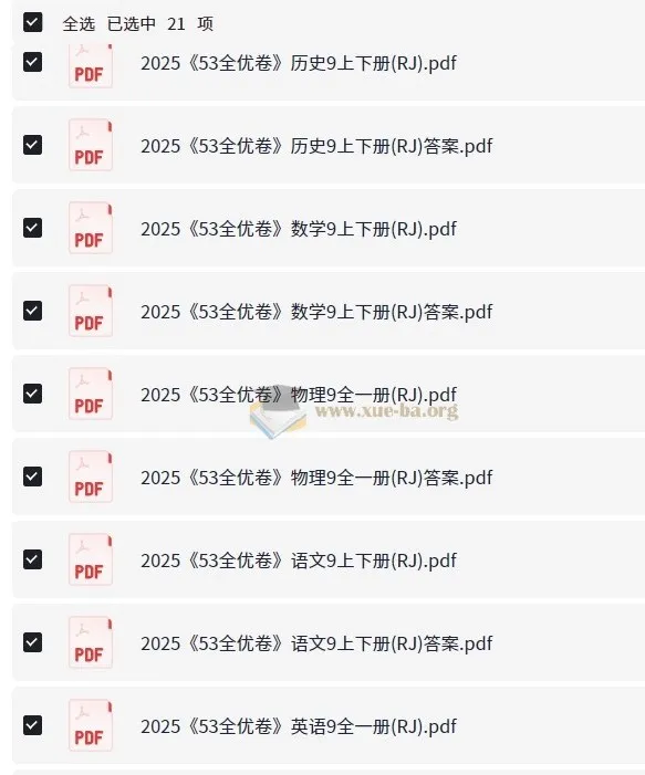 53科学备考2025初三全优卷·人教版