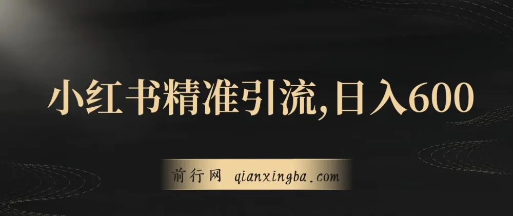 小红书精准引流教程：小白日入600+，实现副业经济自由