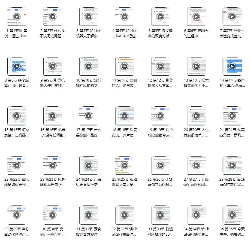 ChatGPT运营秘诀与变现攻略课程（100节课）