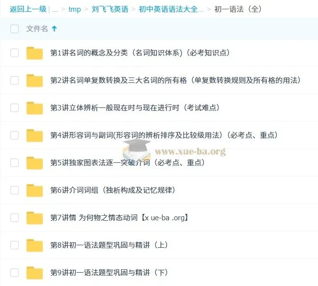 刘飞飞初中英语初一至初三语法大全课程