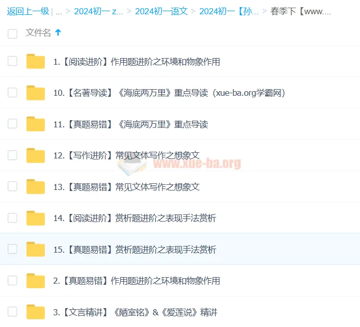 初一语文孙清珍A+春季班课程