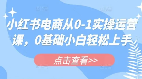 小红书电商实操运营课：助零基础小白轻松上手