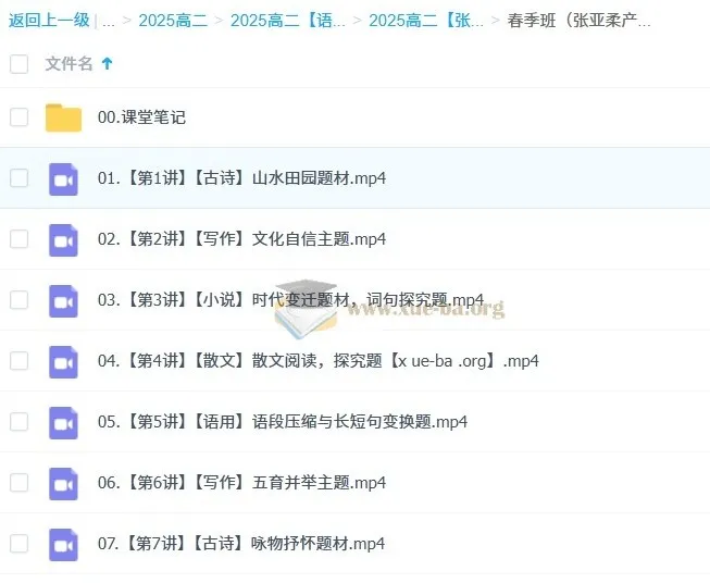 2025 高中语文高二张亚柔全年课程（A+班、S 班）
