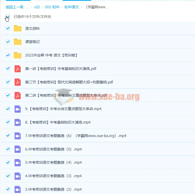 作业帮初三语文密训班：多位老师合讲11讲带笔记资料