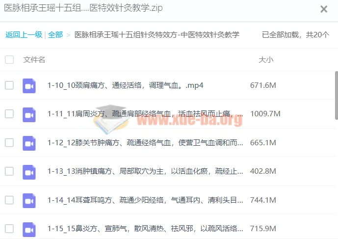 医脉相承王瑶十五组针灸特效方：中医特效针灸教学