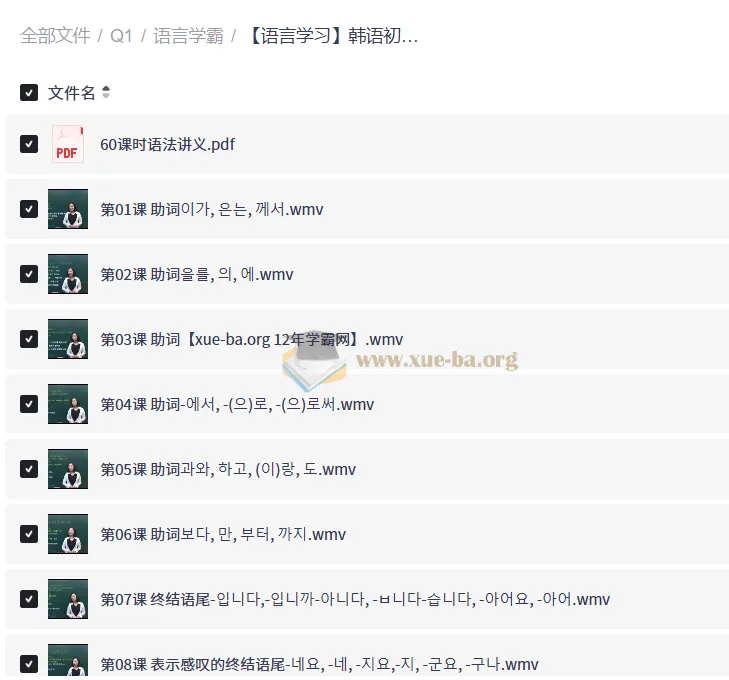 韩语初中级语法60课时课程