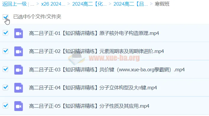 吕子正高二化学寒假班课程