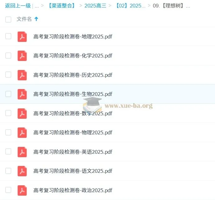 【理想树】2025版《高考复习阶段检测卷》（全科）