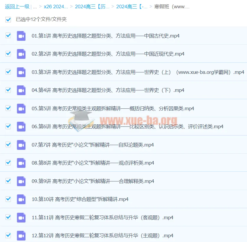 2024高三高考历史褚润寒假班课程