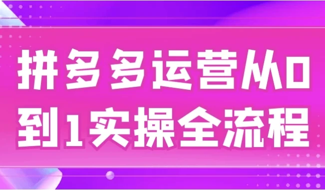 拼多多运营从0到1实操全流程课程