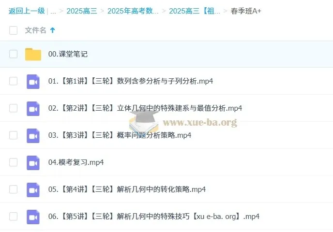 2025高三高考数学祖少磊A班、A+班全年一轮二轮课程