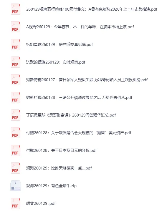 《全网付费文章-大佬文集圈 学习先锋 精选研报》1月29日更新