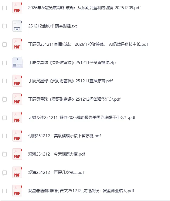 《全网付费文章:大佬文集圈、学习先锋精选研报(12月12日更新)》