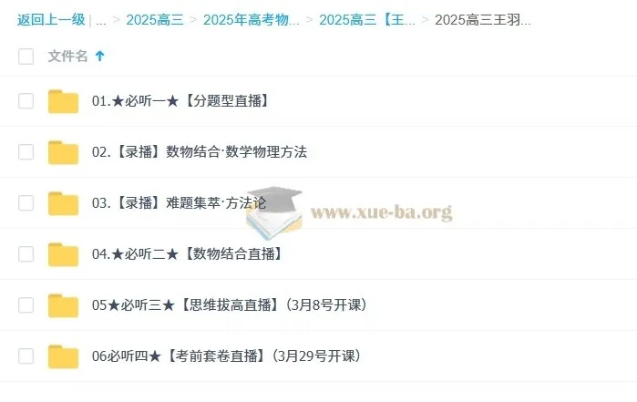 2025高三高考物理王羽全年一轮二轮课程