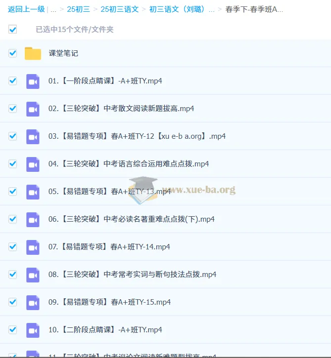 初三中考语文刘璐2024 - 2025 A+班全季课程
