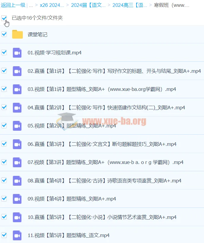2024高三高考语文刘聪A+寒假班课程