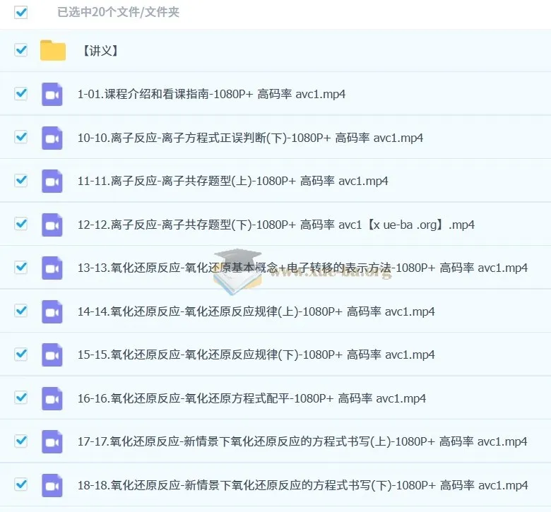 一化儿高中化学高考系统课：视频与讲义结合