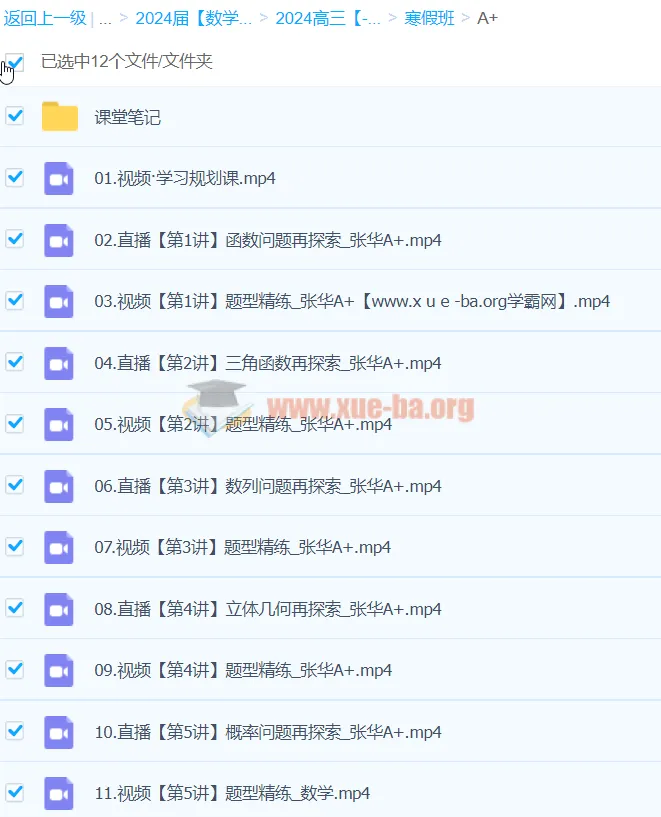 高三高考数学张华A+寒假班