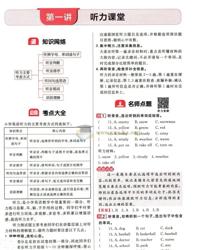 阳光同学小学毕业升学考点大全