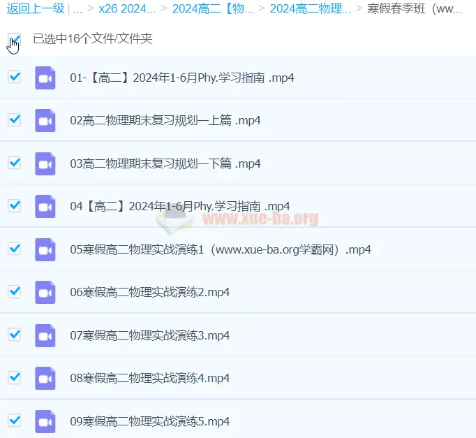 高二物理李琳寒假春季班课程