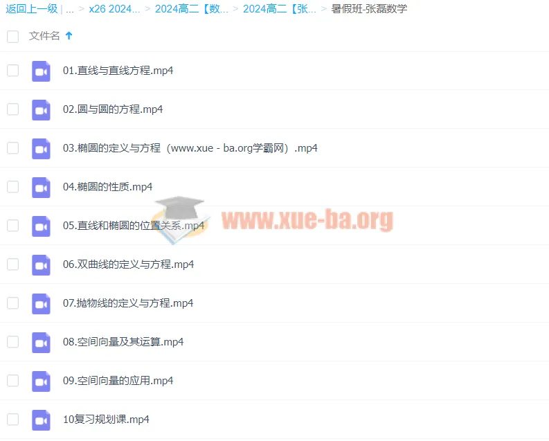 张磊高二数学2024暑假班