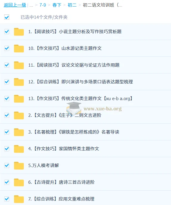 段微微初二语文培训班(春下·全国版·A+)