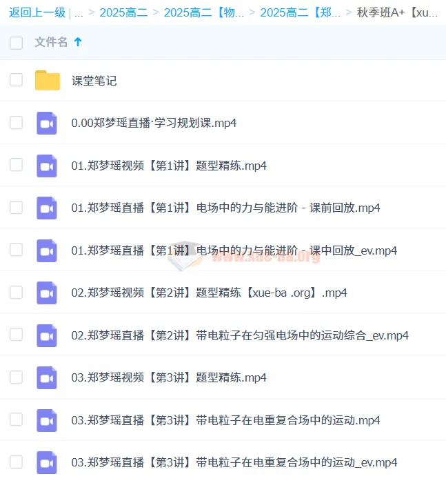 2025高二物理郑梦瑶暑假班A+与秋季班A+课程