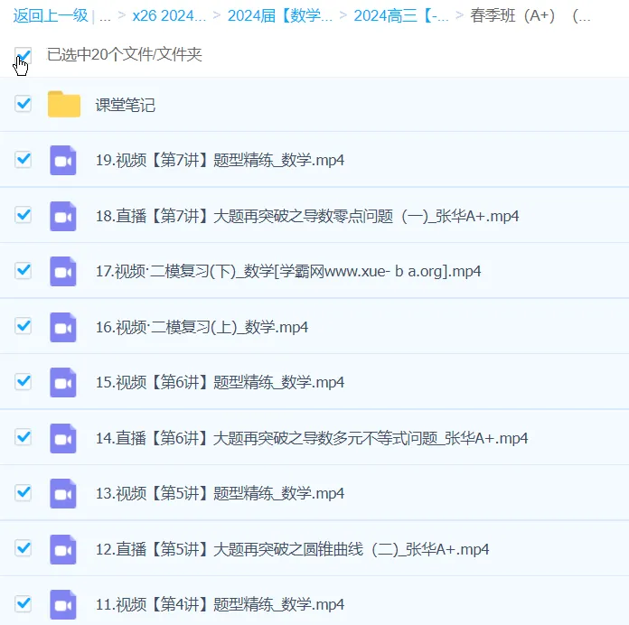 张华2024高三高考数学二轮精讲A+春季班课程