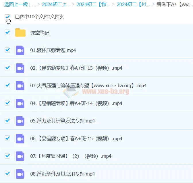 付雷物理初二物理A+寒春班
