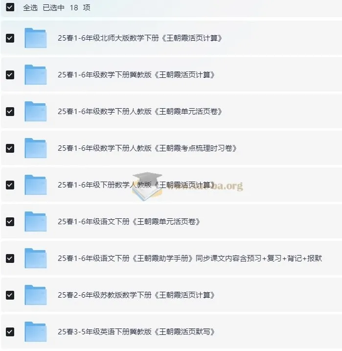 王朝霞 2025 春小学语数英学习资料包