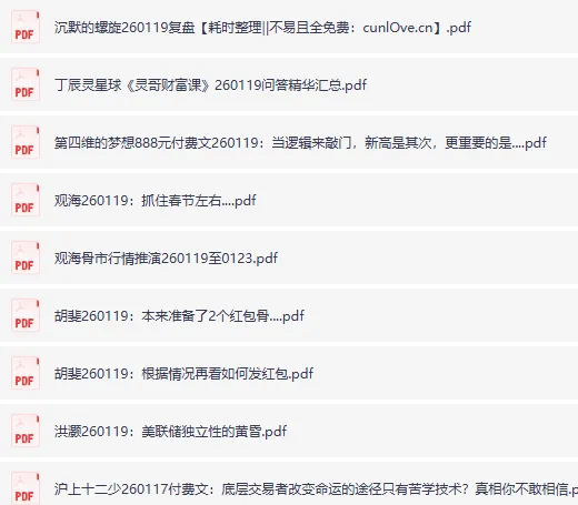 全网付费文章：大佬文集圈、学习先锋、精选研报 1月19日更新