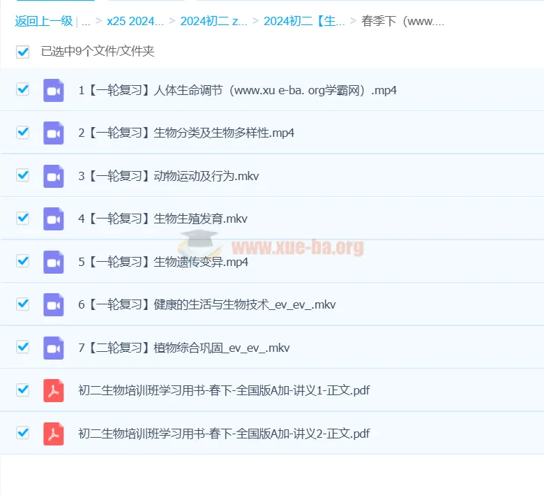张雨桐初二生物全国版A+春季班课程