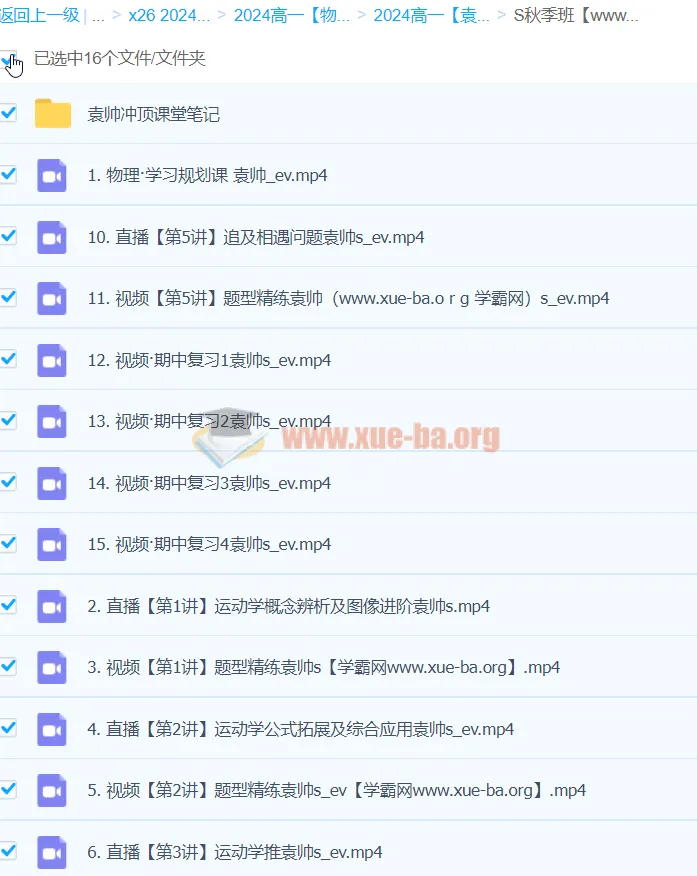 2024高一物理袁帅物理S秋季班