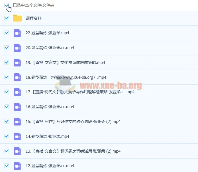 2023高考语文张亚柔a+一轮复习课程(含暑假班、秋季班22讲)