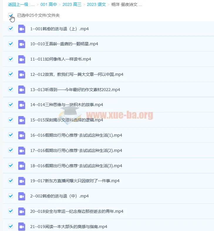 杨洋语文《昼夜诗文》课程（含25讲）