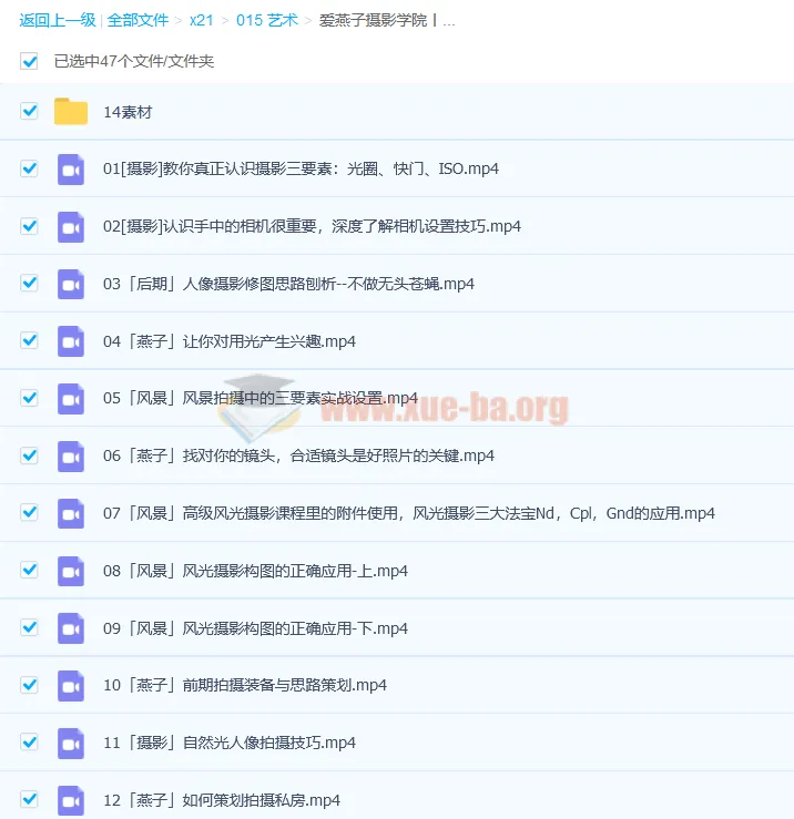 爱燕子摄影学院:从小白到大神摄影综合课(45讲完结)