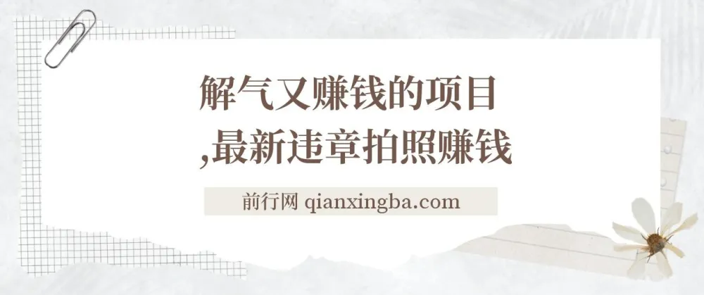 最新违章拍照赚钱项目：随手一拍，轻松月入3000+