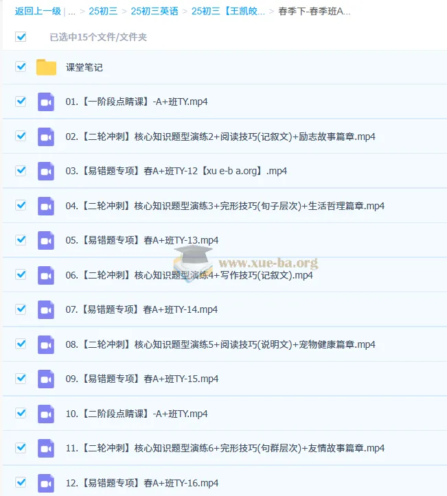 2025初三中考英语王凯皎课程（暑假、秋季、寒假、春季班）