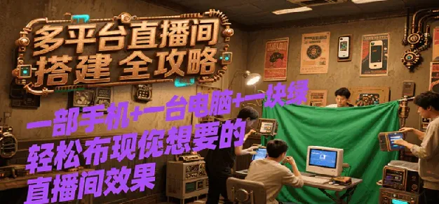 多平台直播间搭建全攻略：一部手机、一台电脑、一块绿布打造理想直播间